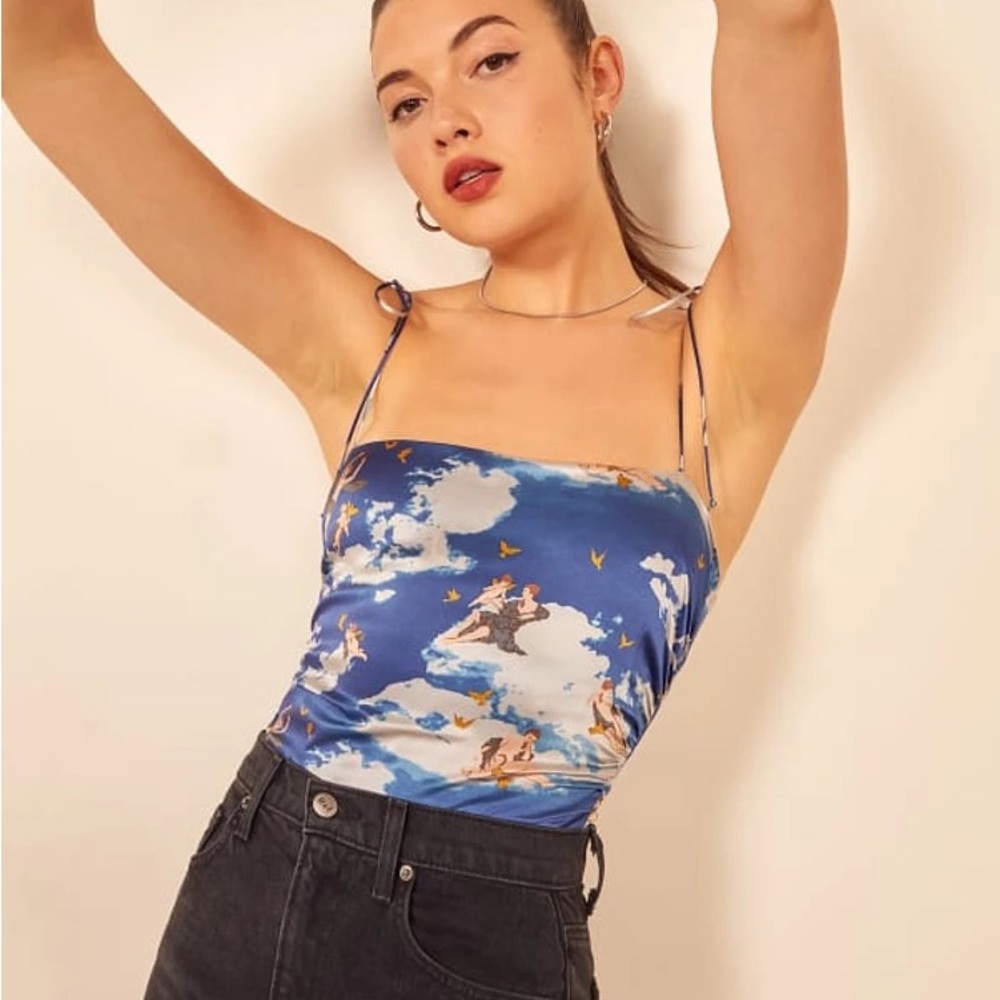 NWT- Reformation Rare Lucrezia Silk Top in Heaven - Picture 2 of 9
